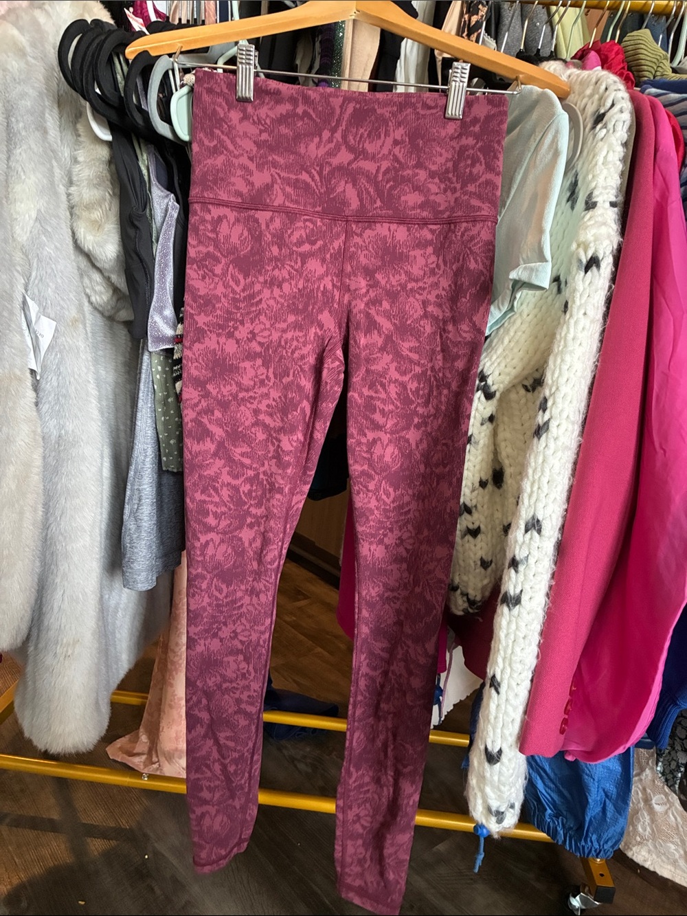 Athleta Rose-Mauve Floral Jacquard High-Rise Leggings
